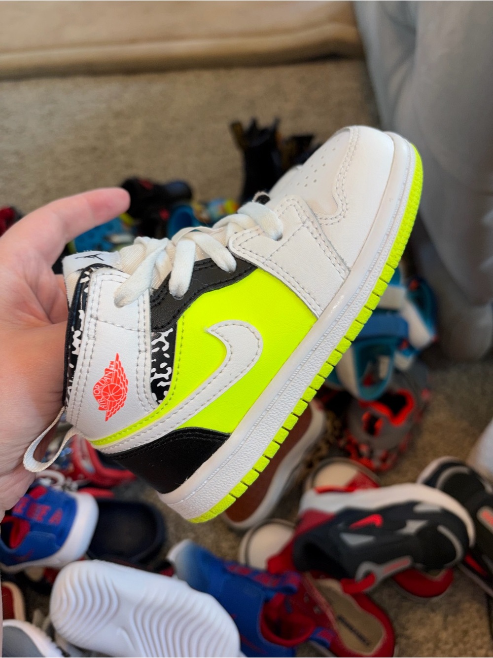 Nike Kids Neon Yellow, White & Black High-Top Sneaker